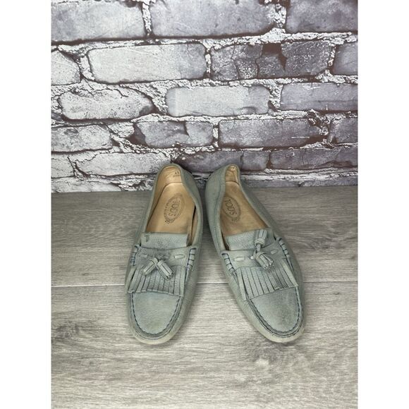 Tods Grey Solid Fringe Leather Kiltie Tassel Driving Loafers Women 41EU/10.5M US - Picture 16 of 16